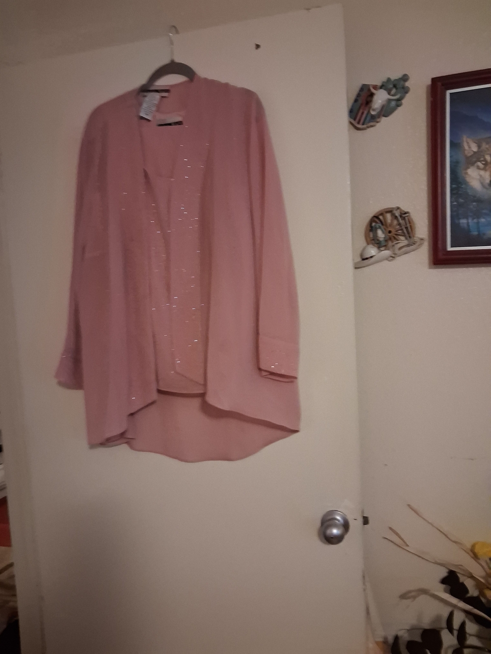 Dusty Rose Sparkle 3-Piece Blouse Suit